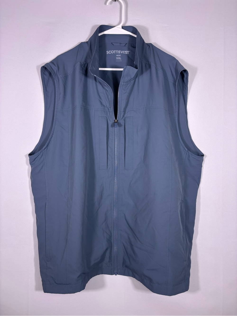 SCOTTeVEST Travel Vest Blue Full Zip TEC Hidden Pocket Gadget Vest XXL